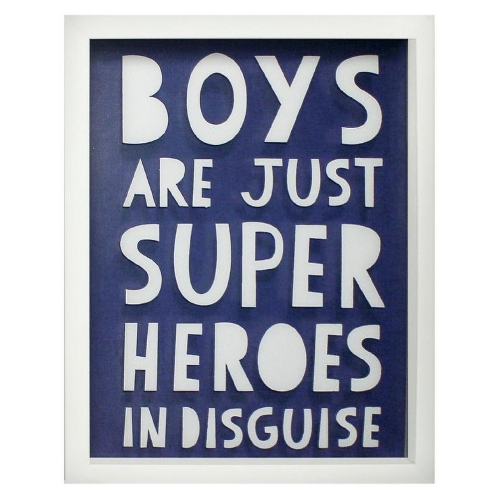 Dark Blue Funny Boy Quote Framed Wall Decoration
